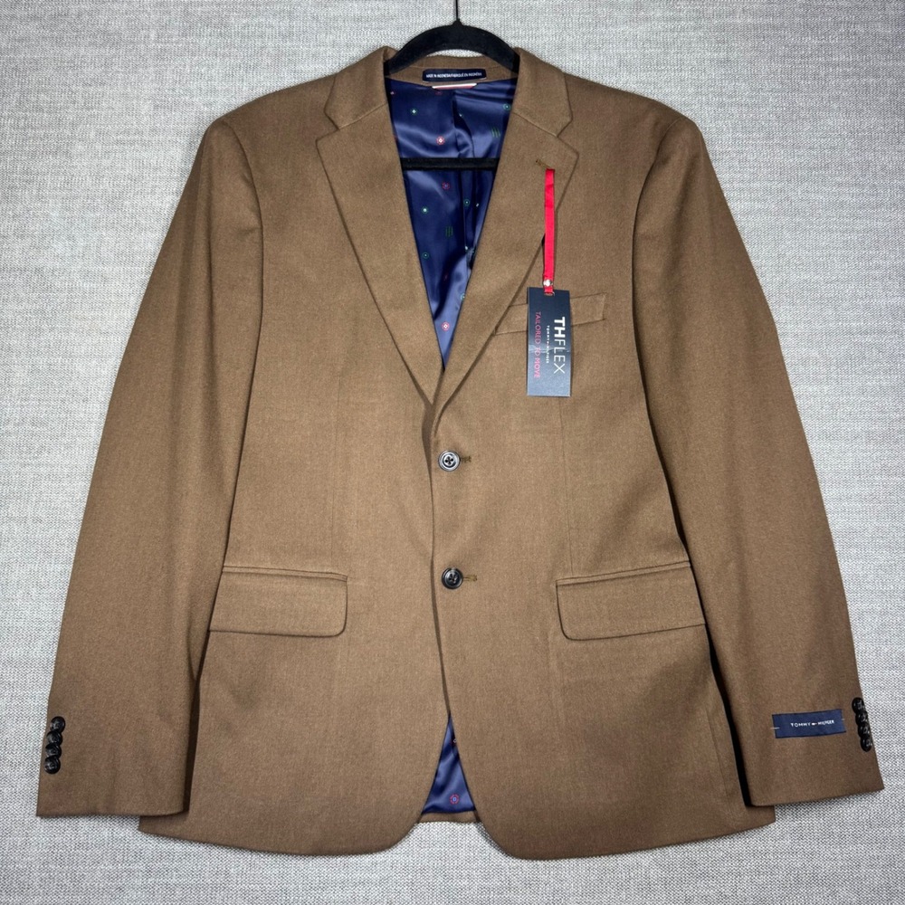 Tommy Hilfiger THFlex Conrad Blazer 40S Vicuna Brown Stretch NWT Sport Coat